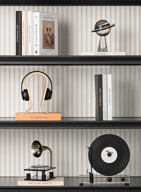 创意复古老式喇叭唱片机模型卧室音乐吧台壁龛留声机软装饰品