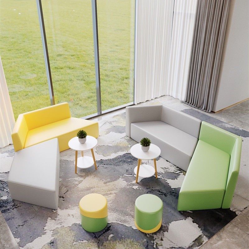 猫爪皮办公室休闲休息区异形培训机构前台接待室沙发茶几,商业/办公家具,沙发,淘宝优惠券,粉丝福利购,淘宝优惠卷