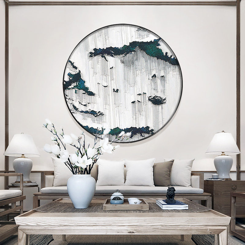 银丝线立体艺术画客厅装饰画酒店软装背景墙玄关圆形竖现代挂画