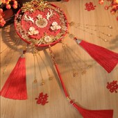 结婚新娘团扇材料包古风秀禾新婚礼闺蜜出嫁成品手工喜扇
