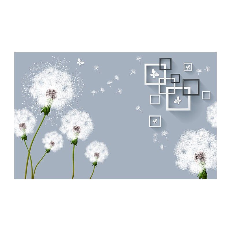 d电视背景墙布现代蒲公英5d立体壁画d客厅装饰大气无缝壁布
