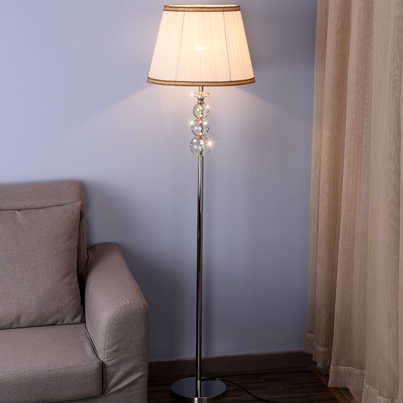 现代水晶吊坠帘子客厅落地灯罩卧室书房调光智能遥控拉线关