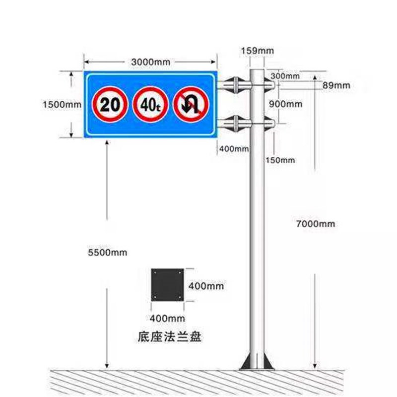 交通指示牌杆道路标志牌杆标识立柱L八角杆F单悬臂公路标志杆定制