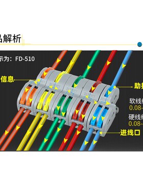 FD-510拼接款五进十出接快速接线端子电线筒灯具并线连接器ZBKBO