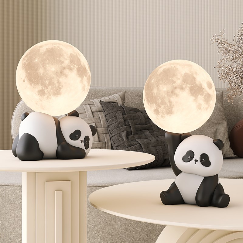 夜间小夜灯卧室睡眠灯宿舍202新款创意个性可爱熊猫桌面摆件装饰