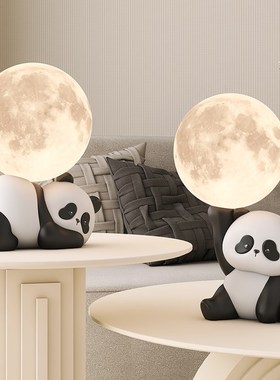 夜间小夜灯卧室睡眠灯宿舍202新款创意个性可爱熊猫桌面摆件装饰