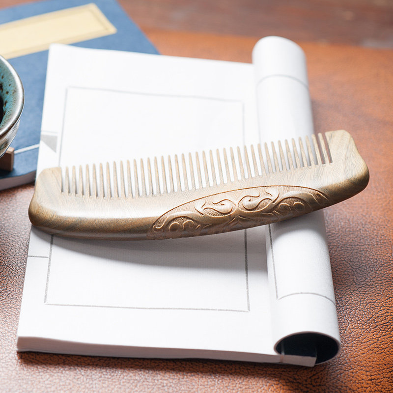 天天见绿檀木梳雕刻梳长发玉檀香木梳无静电整木礼品梳雕刻梳子女