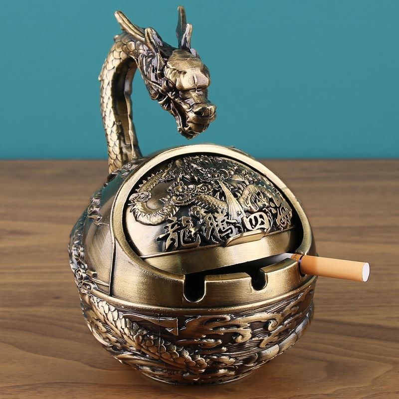 高档青铜】生肖烟灰缸带盖防飞灰密封创意个性客厅用烟灰缸