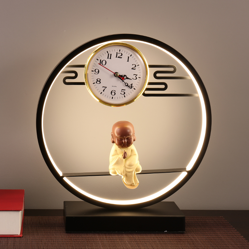 钟表小鹿台灯触摸床头灯卧室摆件创意个性遥控usb多功能智能台灯