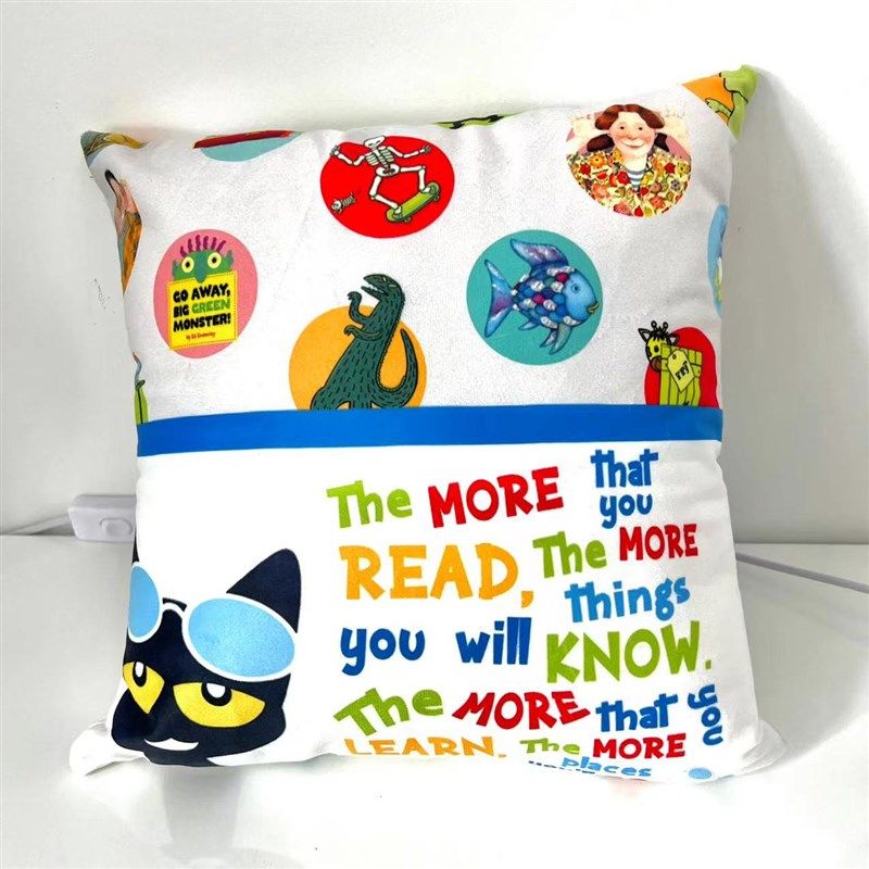 绘本馆图书室幼儿园儿童房阅读角英文环创装饰枕头抱枕
