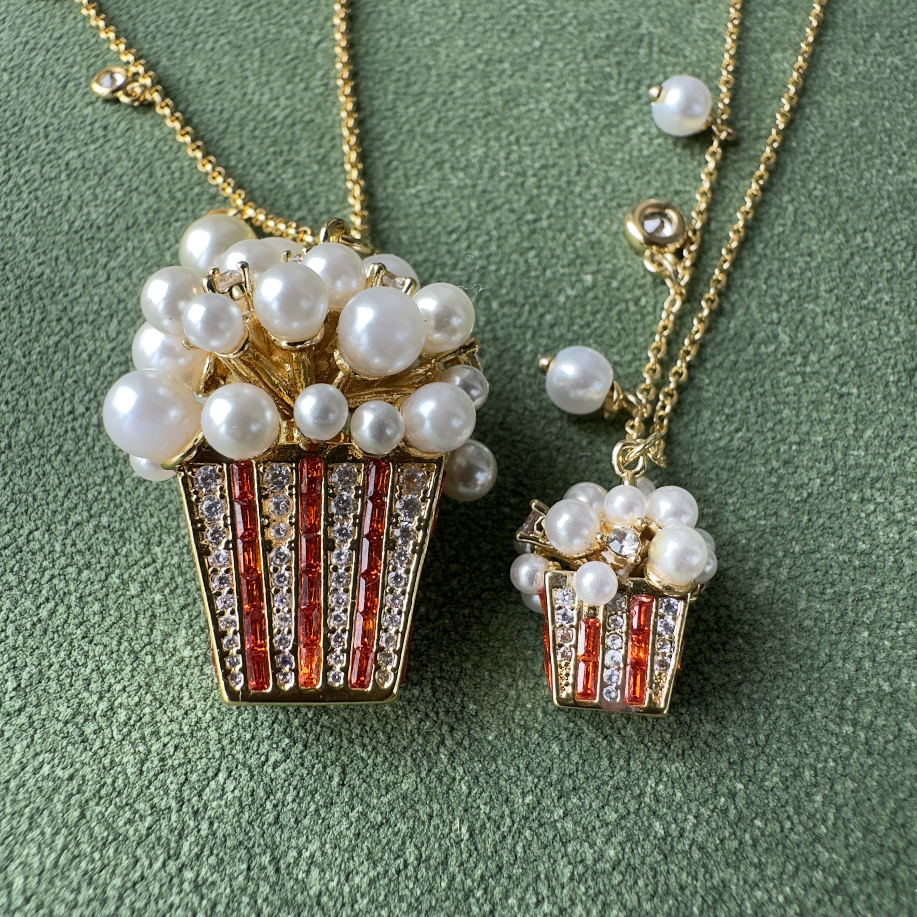 外贸出口单爆米花珍珠吊坠项链新款设计感小众毛衣链高级感耳坠