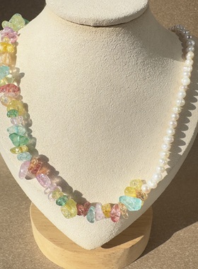 外贸出口单彩色水晶串珠淡水珍珠项链 手链 耳坠