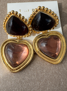 外贸出口单 心形耳坠 不对称耳坠 大款首饰 冬日氛围感耳饰