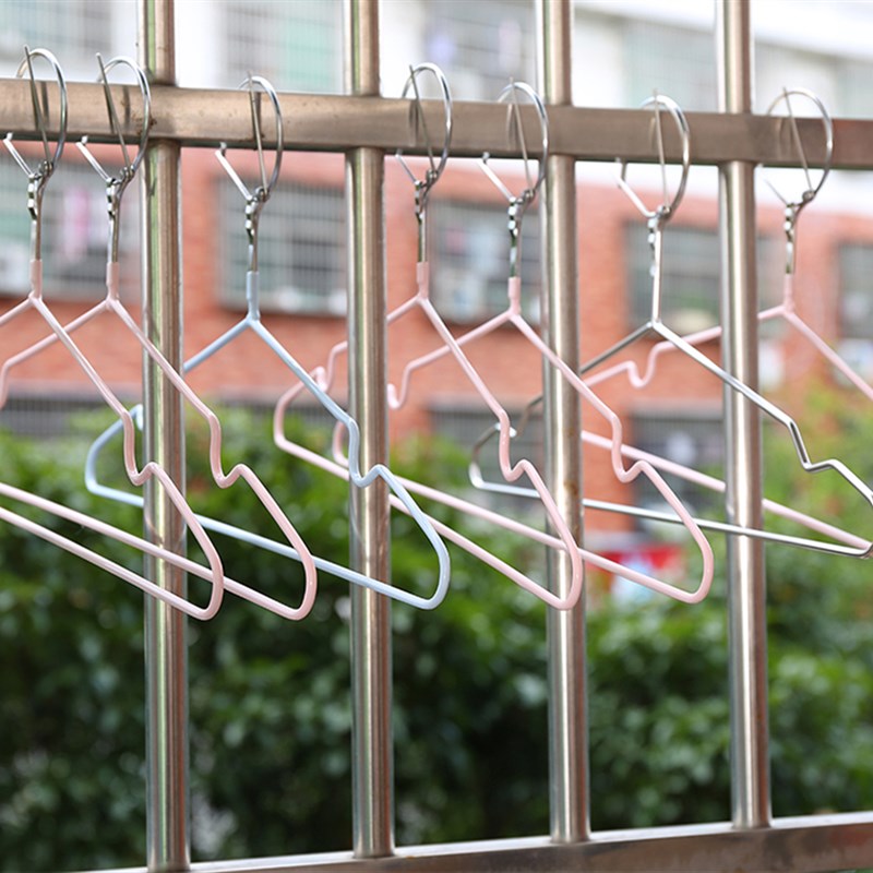 防风晾衣架室外自动卡扣防吹飞衣架子固定防掉落闭口不锈钢晒家用