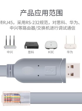 西社U转onol串口调试线J网口配置交换机