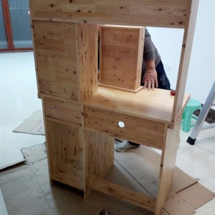 到楼下全柏木电脑桌带书架电脑桌家用学生书桌书桌