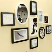 欧锋地中海相框墙挂墙欧式 实木照片墙创意大圆形电视墙