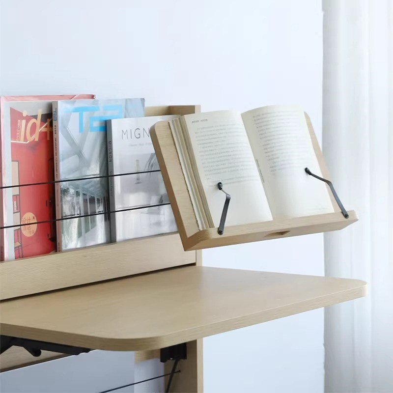塞尚】壁挂折叠阅读架墙面可伸缩看书架木质桌面书本支架定制