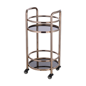 玻璃酒水车服务小推车商用酒店饭店三层圆形茶水车送餐车