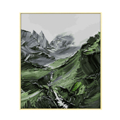 大尺寸竖手绘数字油画填充风景雪山油彩画客厅山川玄关装 饰