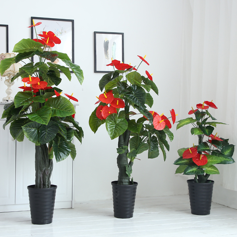 假花红掌大型家居仿真植物室内装饰客厅花落地大盆栽绿植摆件盆景