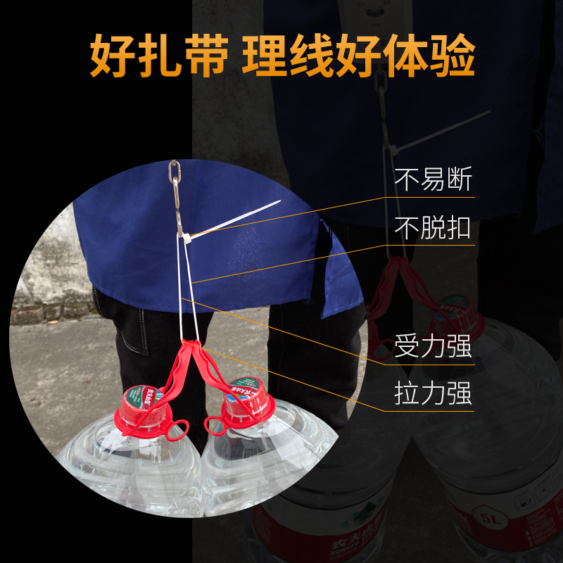 国标黑色10*0mm自锁式尼龙扎带100条塑料束线绑线带