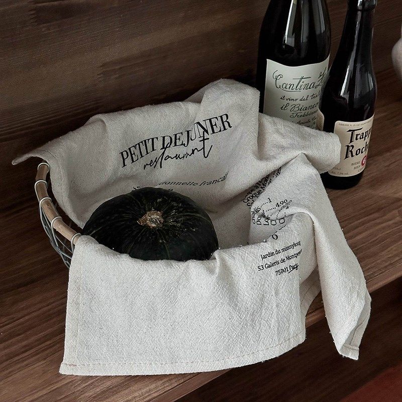 in中古餐巾垫布 复古文艺亚麻英文字母布美食拍照道具装饰背景布