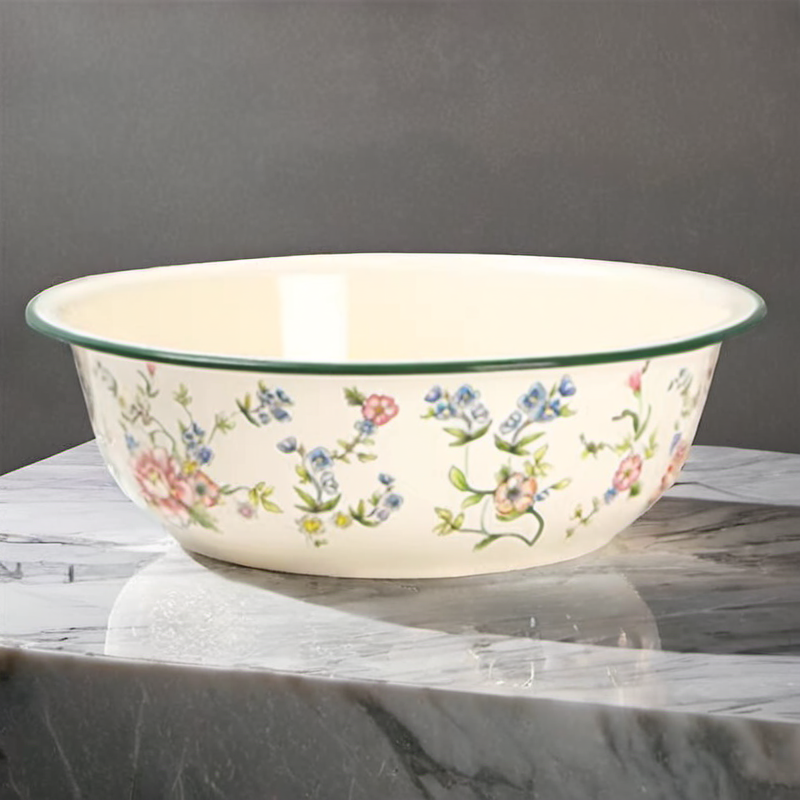 特厚珐琅搪瓷和面盆可配盖发面盆家用洗脸洗菜盆饺子馅料搅拌盆