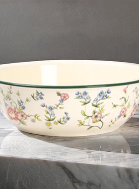 特厚珐琅搪瓷和面盆可配盖发面盆家用洗脸洗菜盆饺子馅料搅拌盆