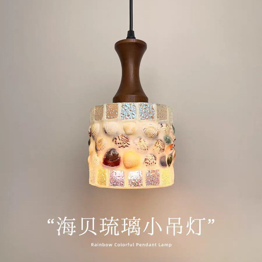 照月海贝琉璃小吊灯创意艺术客厅卧室床头装饰吊线灯玄关氛围灯具