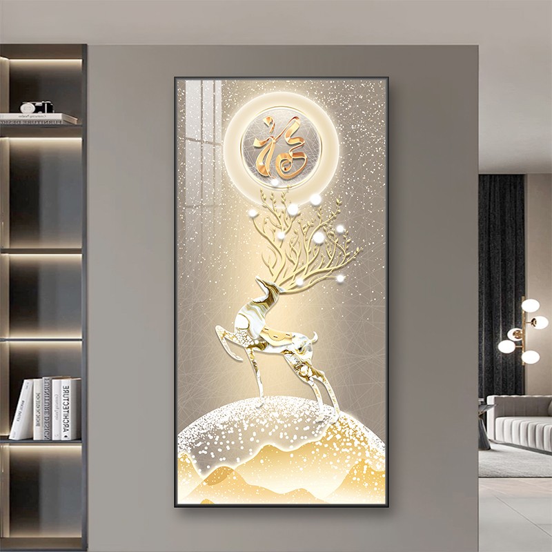 2025年新款玄关装饰画入户正对门走廊过道挂画轻奢高级感山水壁画