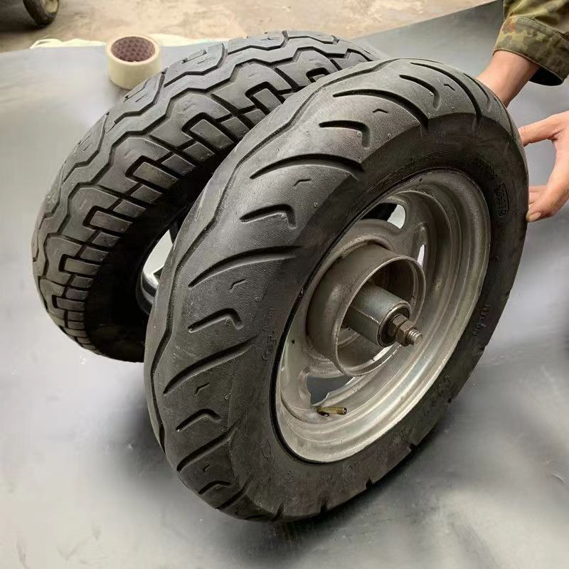 9成新电动车拆车前轮轮毂轮胎3.00-10适合改手推车 独轮车双轮车