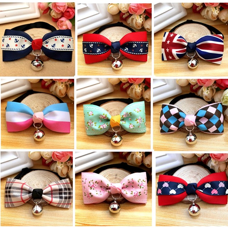 新款蝴蝶结英伦风宠物铃铛领结 泰迪约克夏可爱项圈狗狗猫咪饰品