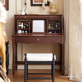 法式 复古木梳妆台29861斗柜一体室简约现代实卧家具中古风梳桌妆