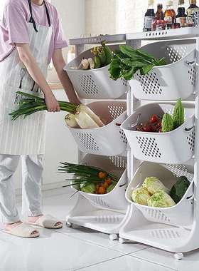 厨房置物大号蔬菜水菜CD100184果收纳筐多层架带轮果架蔬整理收纳
