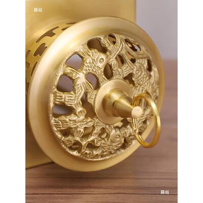 四灯方铜油灯风天灯纯酥油灯灯盏家防用供佛长明588佛前供奉四头