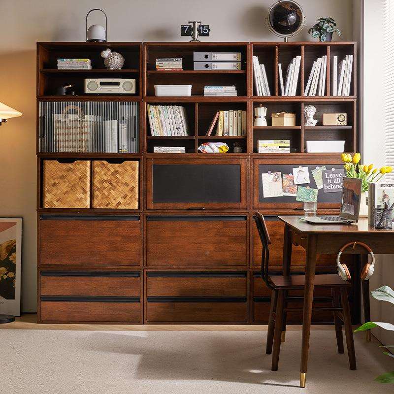 逸实木组合厅书架RF-HD394格子子书柜置物架柜储物柜家客文件柜矮