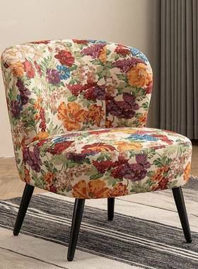 美式轻奢发单人沙发复古乡小P户型阳台PFS63131客厅卧室花布懒人