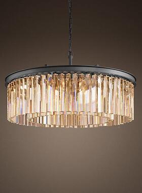 美式古水复晶吊铁灯艺形圆客厅卧室餐厅现代创意个性别OYF墅水晶