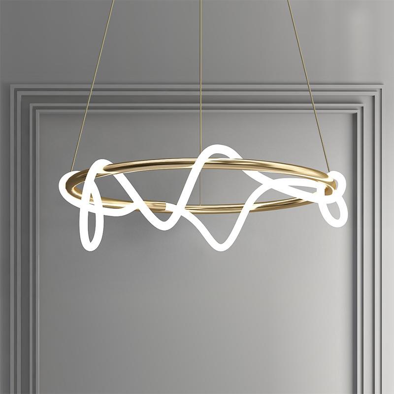 后现代极线波浪异形造条厅型吊线灯餐客63422厅工作简室设计师软