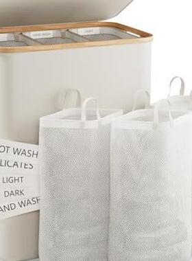 跨境竹木脏衣叠竹篮款卧室配OUX内袋带篮盖可折脏衣服子收纳筐脏