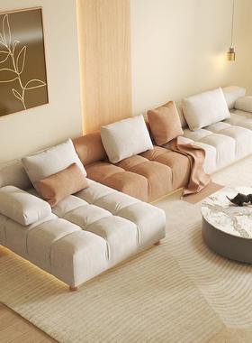 流艺025行新款意式奶油风现代简约直排客厅LS-1021#沙发科技布小