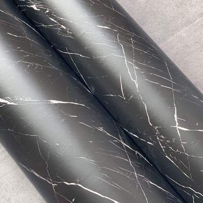 特厚导气槽黑色大理石纹哑光滑面自粘墙纸壁纸翻新贴纸装饰贴膜