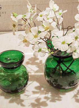 色墨绿间玻璃宝绿花器样板插花水培绿石HP211470植餐桌装饰摆件饰