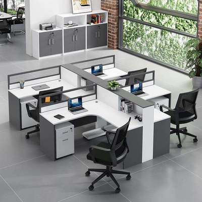 现6582代简座约屏风办公桌板式人职员办人公桌椅组合四/6位卡财务