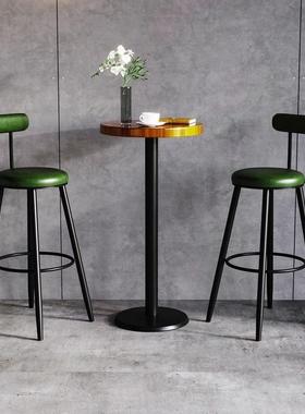 铁吧台艺靠椅高脚凳酒台吧椅家用背吧高凳75590简约前台高脚桌椅