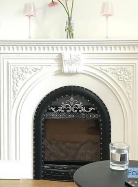 雨秋别派家居复法式壁炉古风焰取暖装饰柜墅雕花柜火玄86648关摆