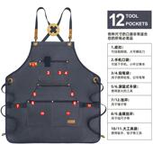 加防厚帆围裙园林工布半人工作服可调节水防油罩衣身美式 K777乡村