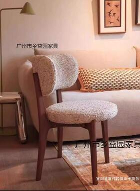 法复古奶油风不带扶餐椅椅式客厅单椅手轻奢欧式实256723木餐椅