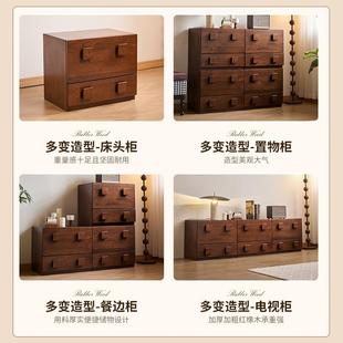 中古风柜红橡木储卡柜门柜卧室家用物客厅餐边复古靠墙组NTMY-G32